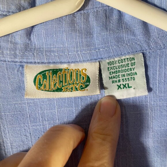 Womens Vintage Collections Etc Embroidered Button Shirt 2XL Blue White Red - Picture 8 of 9